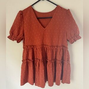 Dark Orange Flowy Top